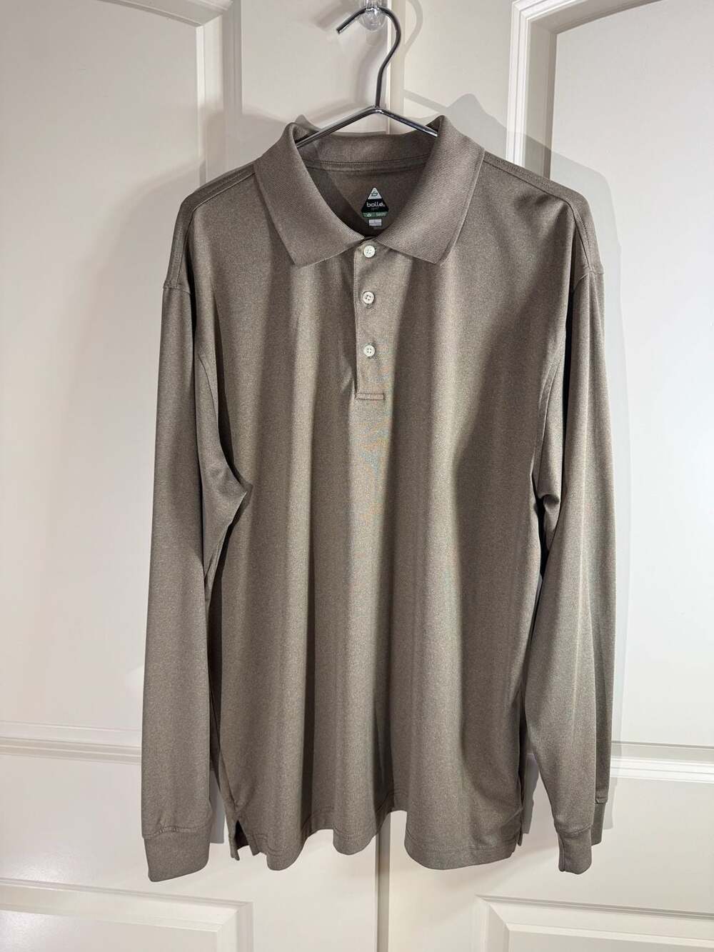 Bolle Golf Men's Long Sleeve Tech Polo Shirt Beige Large